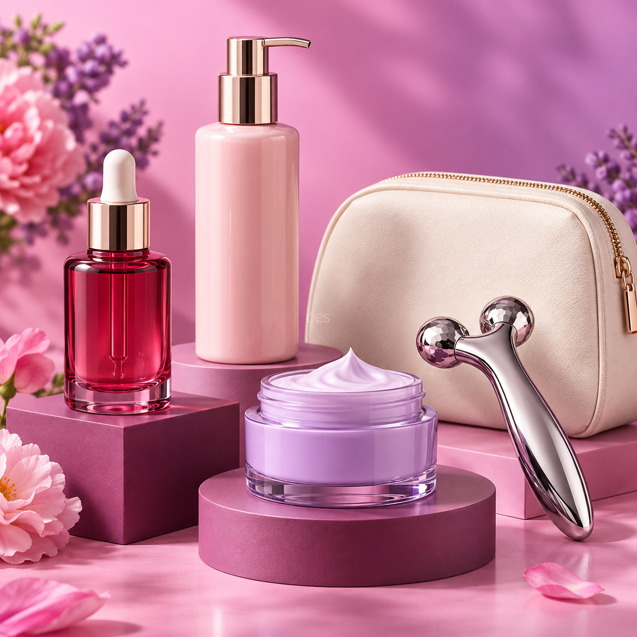 Skincare, haircare and beauty-tool concepts — illustrative product study