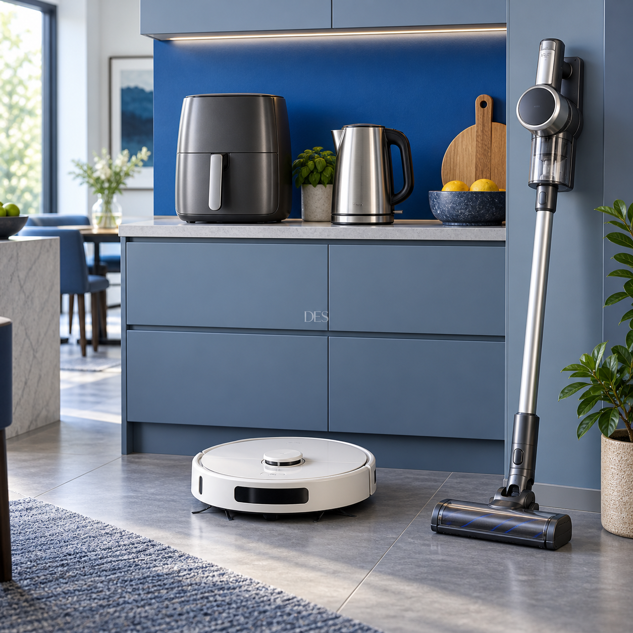Kitchen, cleaning and smart-living appliance concepts — illustrative product study